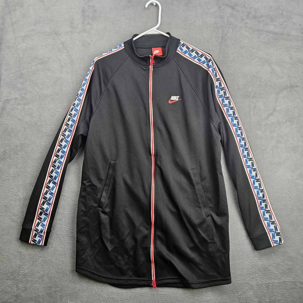 Nike Mens Sportswear Track Jacket Black Red Tape Logo Full Zip Large